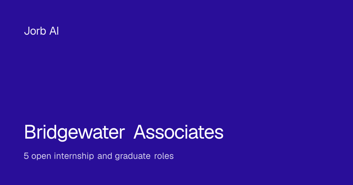 Bridgewater Associates internships and graduate roles (5 open) | Jorb AI